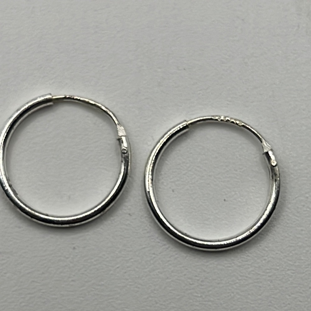 STERLING SILVER 14mm HOOP EARRINGS